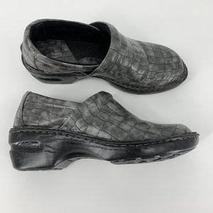 BOC Womens Peggy Clogs Shoes Gray Croc Emboss C45728 Slip On 9 M 2952